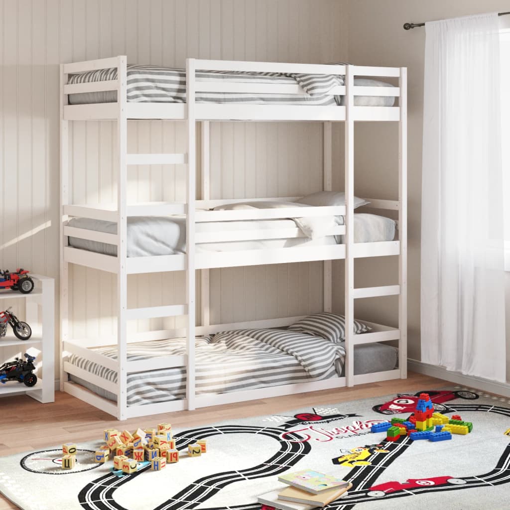Triple Bunk Bed Without Mattress Small Single Solid Wood Pine