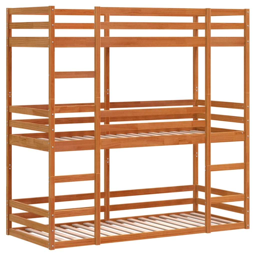 Triple Bunk Bed Without Mattress Small Single Solid Wood Pine