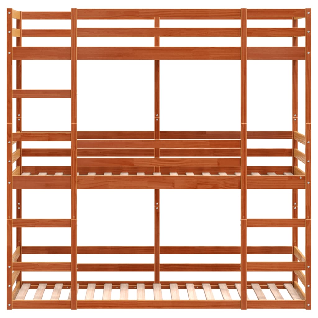 Triple Bunk Bed Without Mattress Small Single Solid Wood Pine