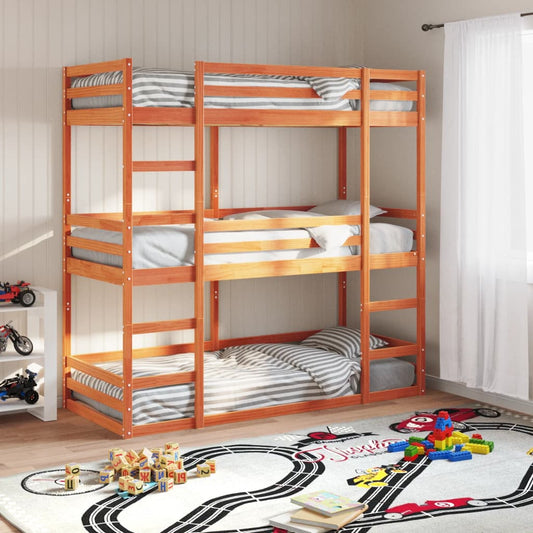 Triple Bunk Bed Without Mattress Small Single Solid Wood Pine