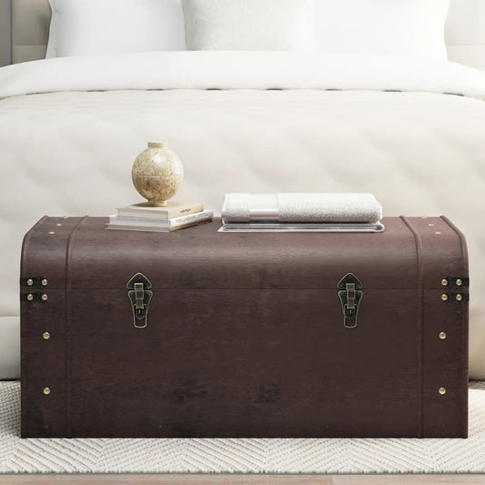 Treasure Chest With Latches Dark Brown Plywood