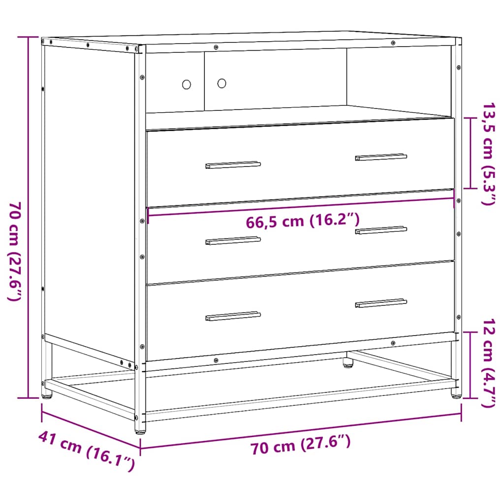 Drawer Cabinet 70X41X70 Cm Engineered Wood