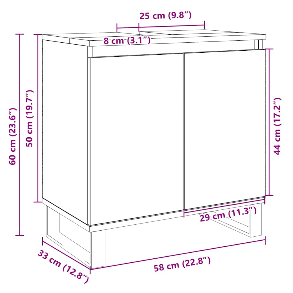 Bathroom Cabinet Sonoma Oak 58X33X60 Cm Engineered Wood