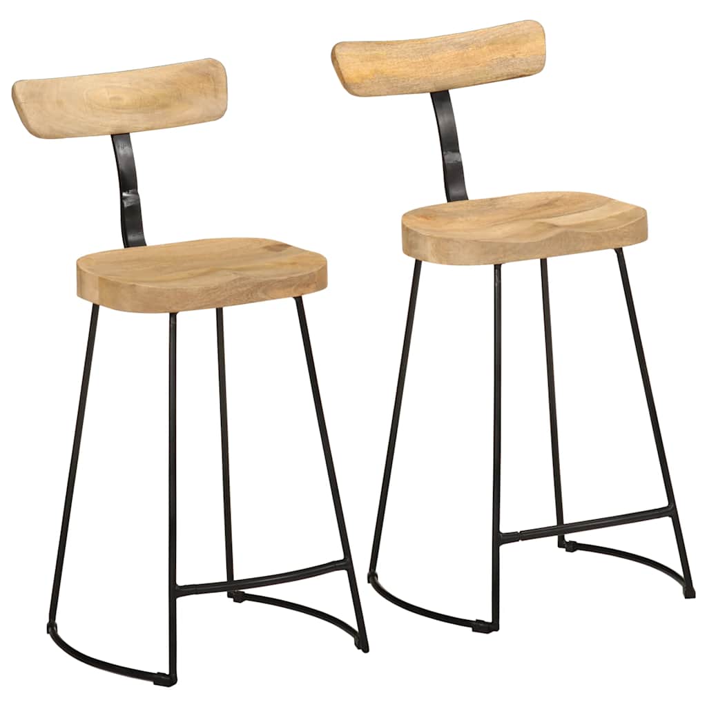 Bar Stools 2 Pcs Solid Wood Mango