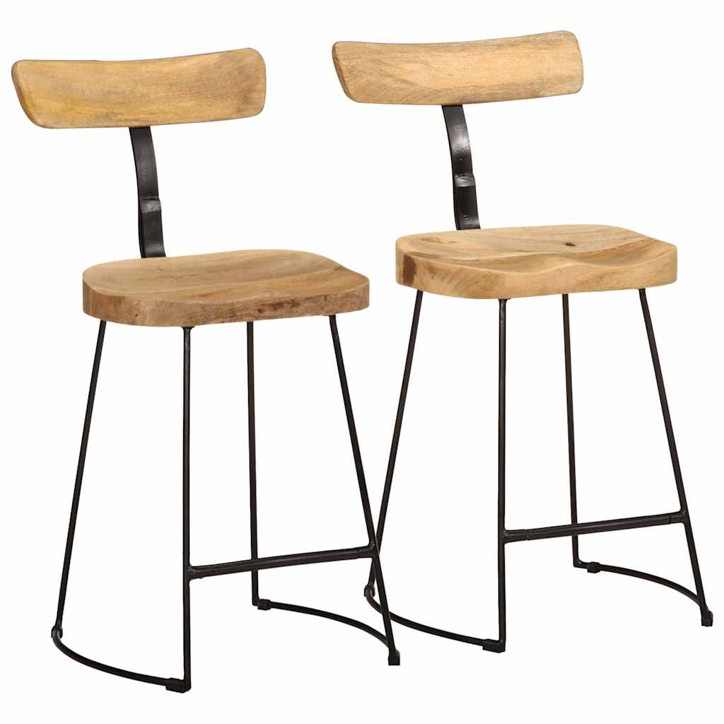 Bar Stools 2 Pcs Solid Wood Mango