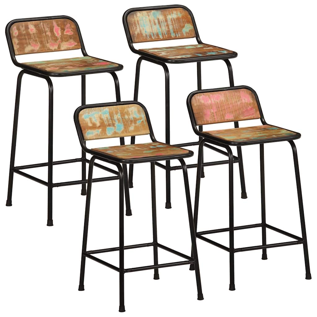Bar Stools 4 Pcs Solid Wood Reclaimed