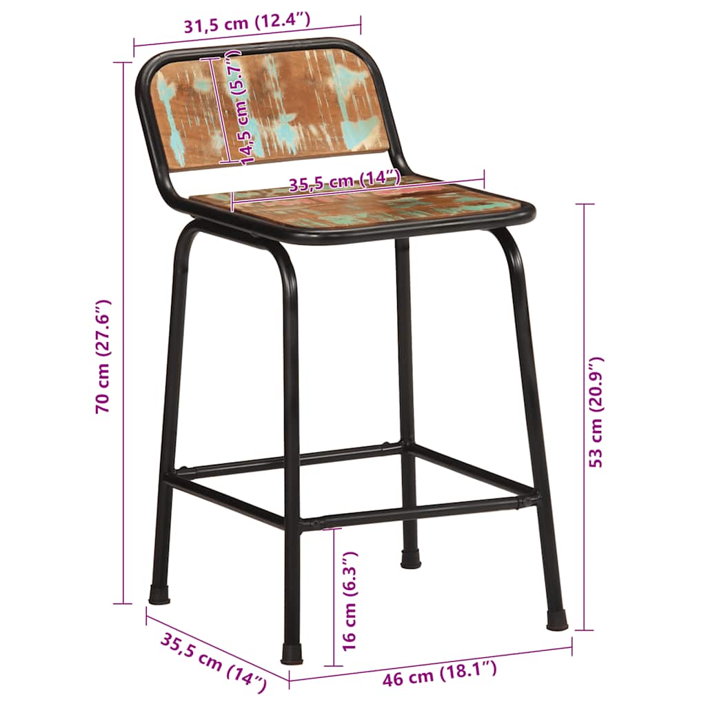 Bar Stools 4 Pcs Solid Wood Reclaimed