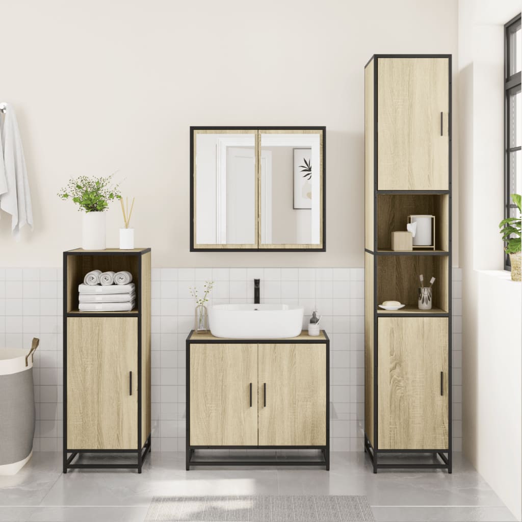 Bathroom Cabinet 35X37.5X188.5 Cm Engineered Wood And Metal