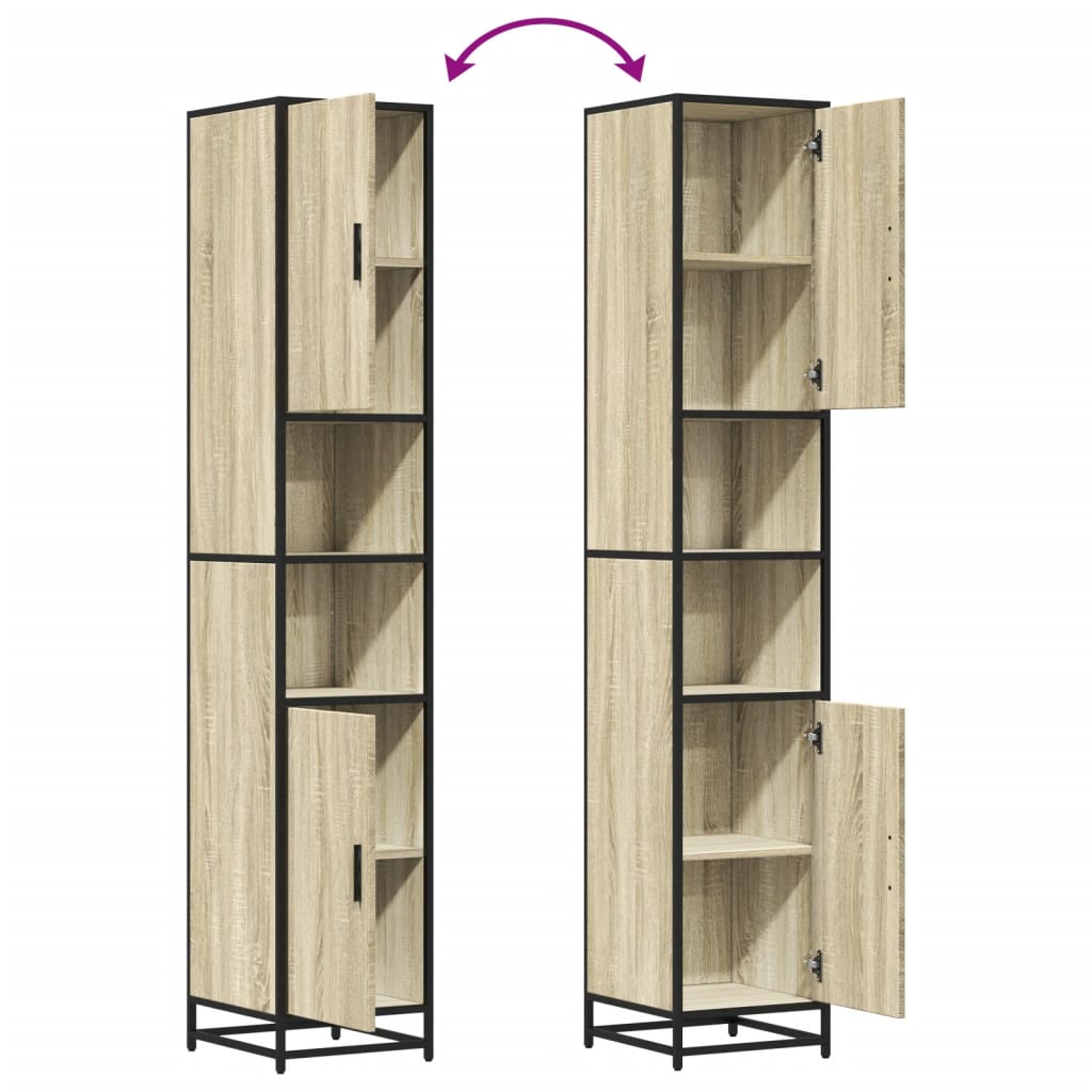 Bathroom Cabinet 35X37.5X188.5 Cm Engineered Wood And Metal