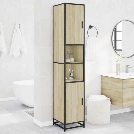 Bathroom Cabinet 35X37.5X188.5 Cm Engineered Wood And Metal