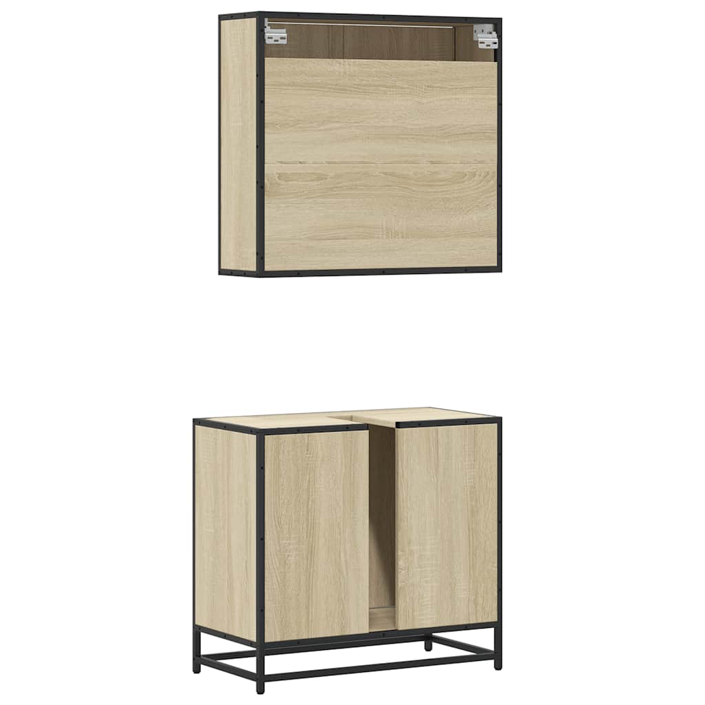 2 Piece Bathroom Furniture Set Engineered Wood