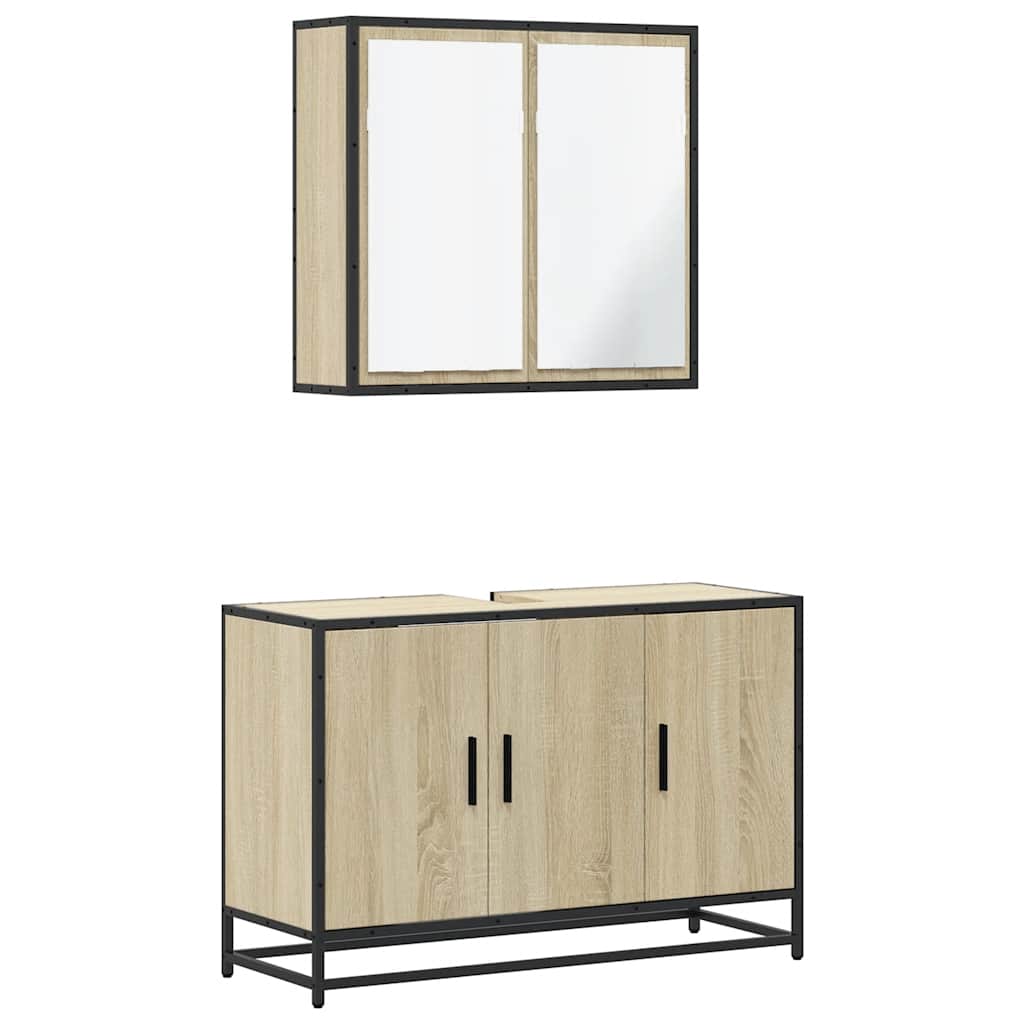 2 Piece Bathroom Furniture Set Engineered Wood