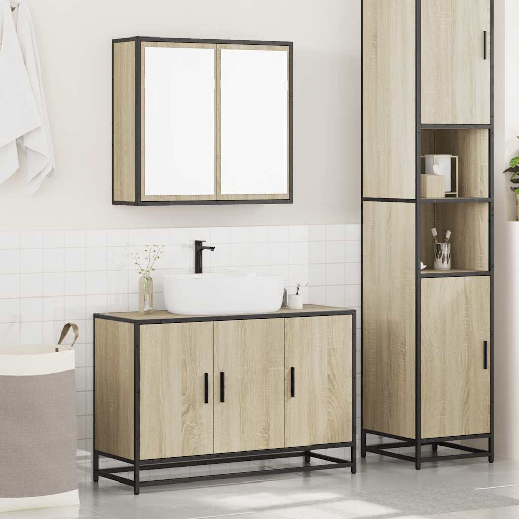 2 Piece Bathroom Furniture Set Engineered Wood