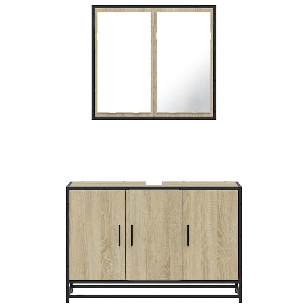 2 Piece Bathroom Furniture Set Engineered Wood