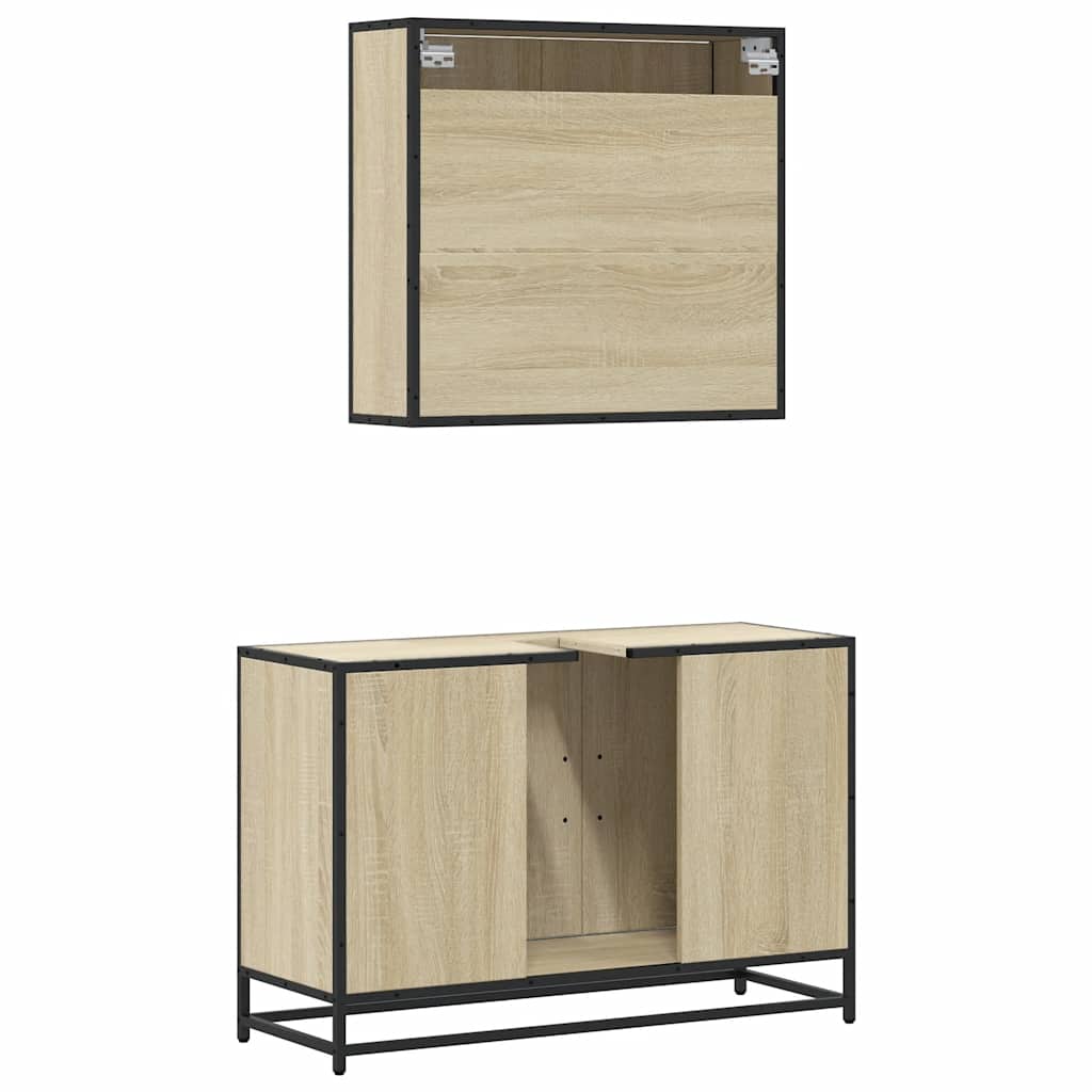 2 Piece Bathroom Furniture Set Engineered Wood