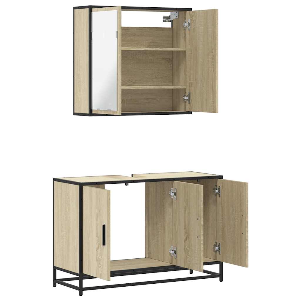 2 Piece Bathroom Furniture Set Engineered Wood
