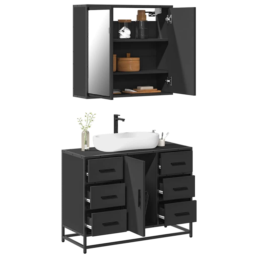 2 Piece Bathroom Furniture Set Engineered Wood