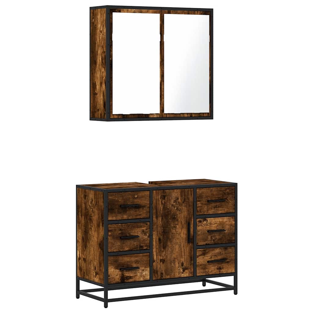 2 Piece Bathroom Furniture Set Engineered Wood