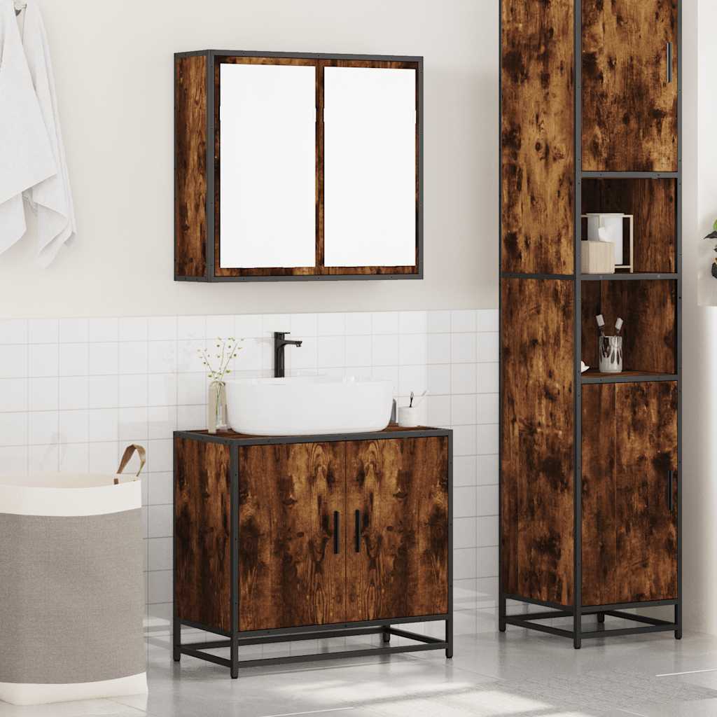 2 Piece Bathroom Furniture Set Engineered Wood