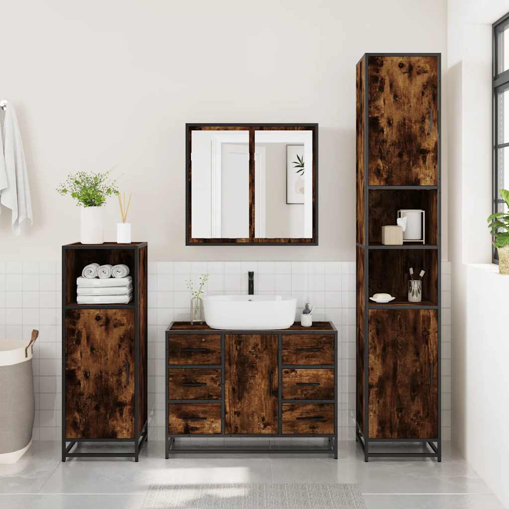 2 Piece Bathroom Furniture Set Engineered Wood
