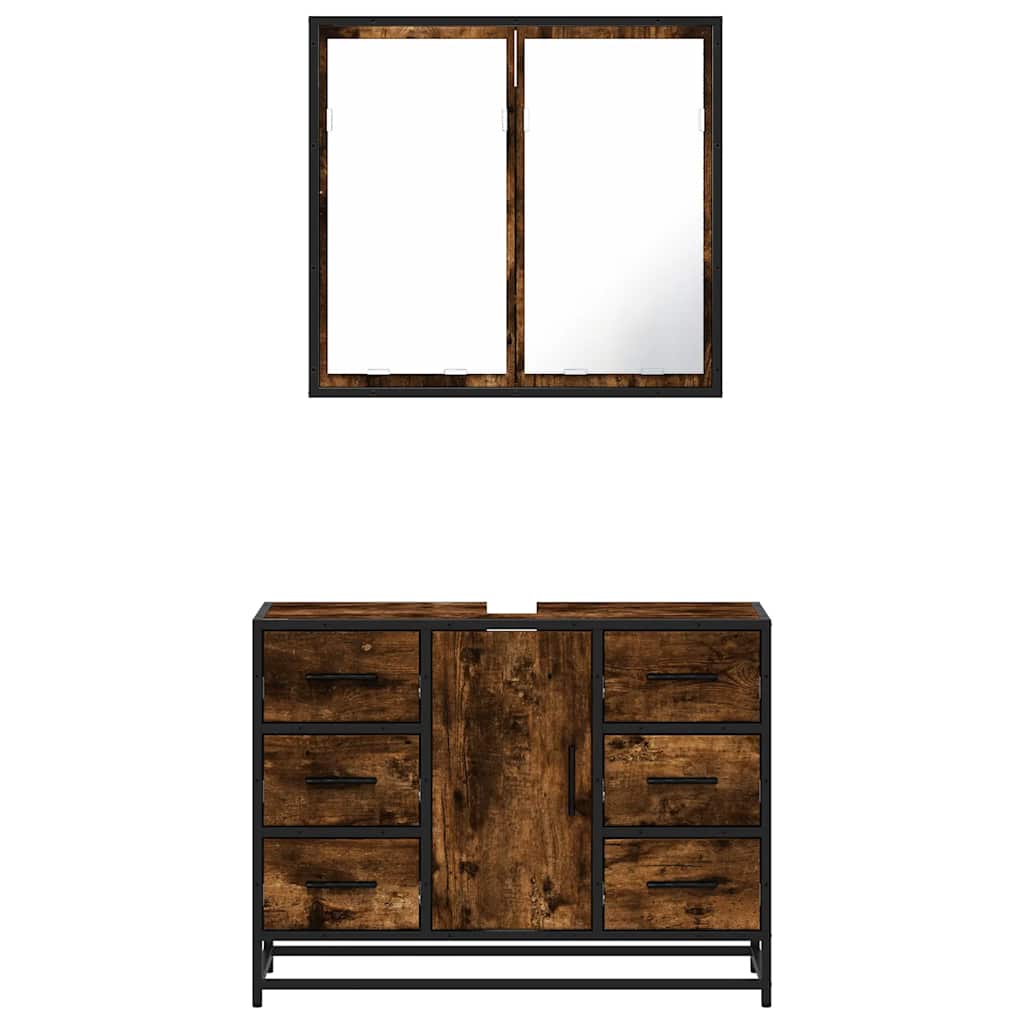 2 Piece Bathroom Furniture Set Engineered Wood