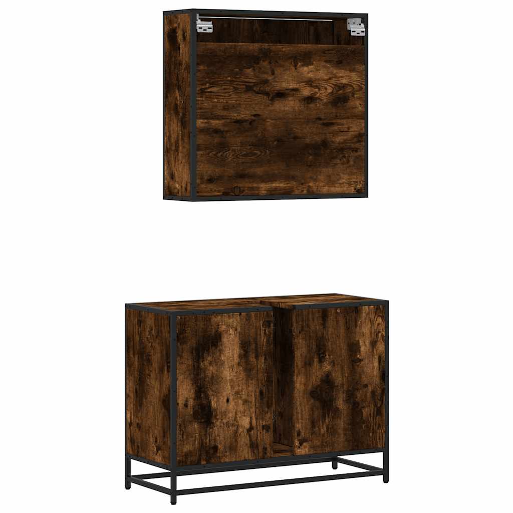 2 Piece Bathroom Furniture Set Engineered Wood