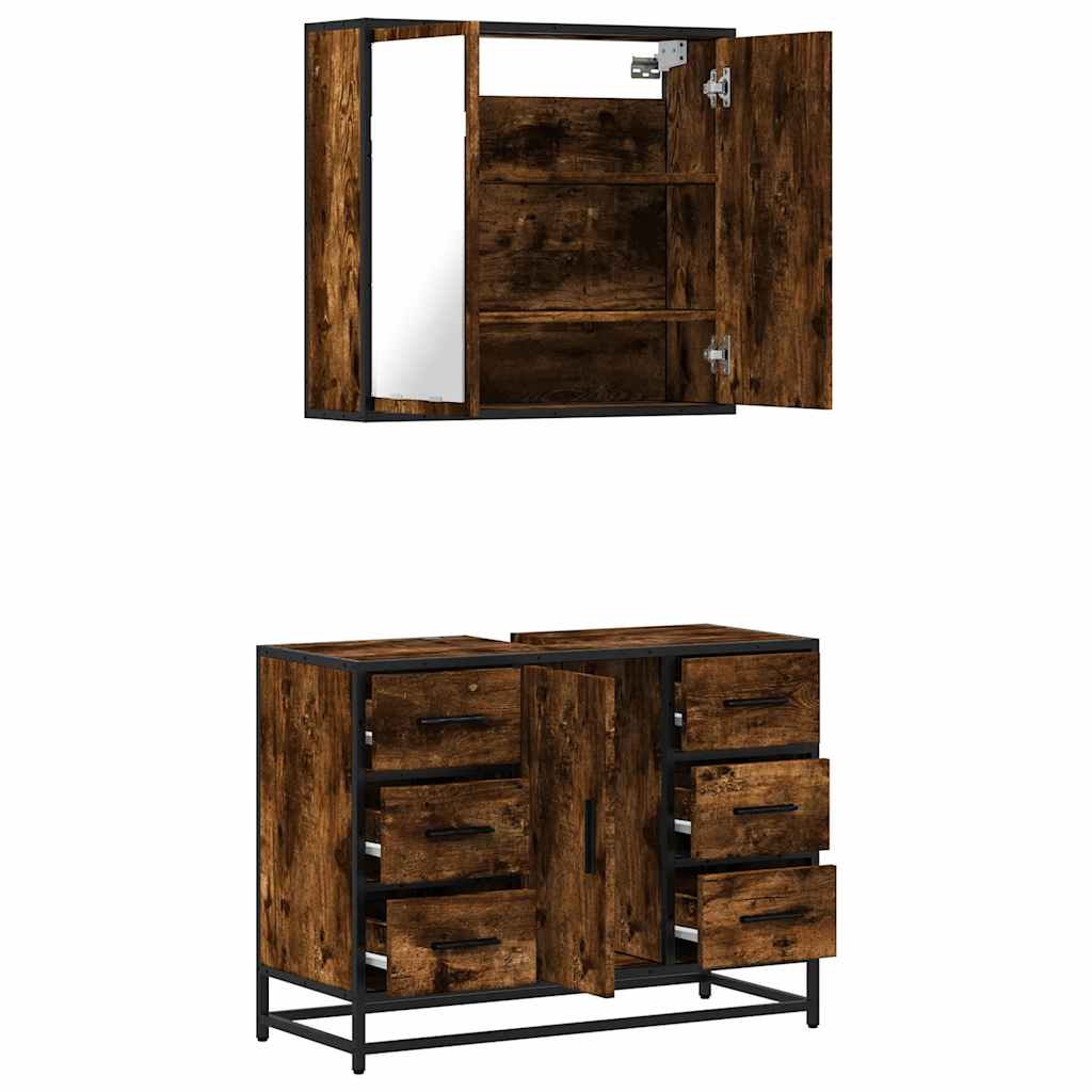 2 Piece Bathroom Furniture Set Engineered Wood