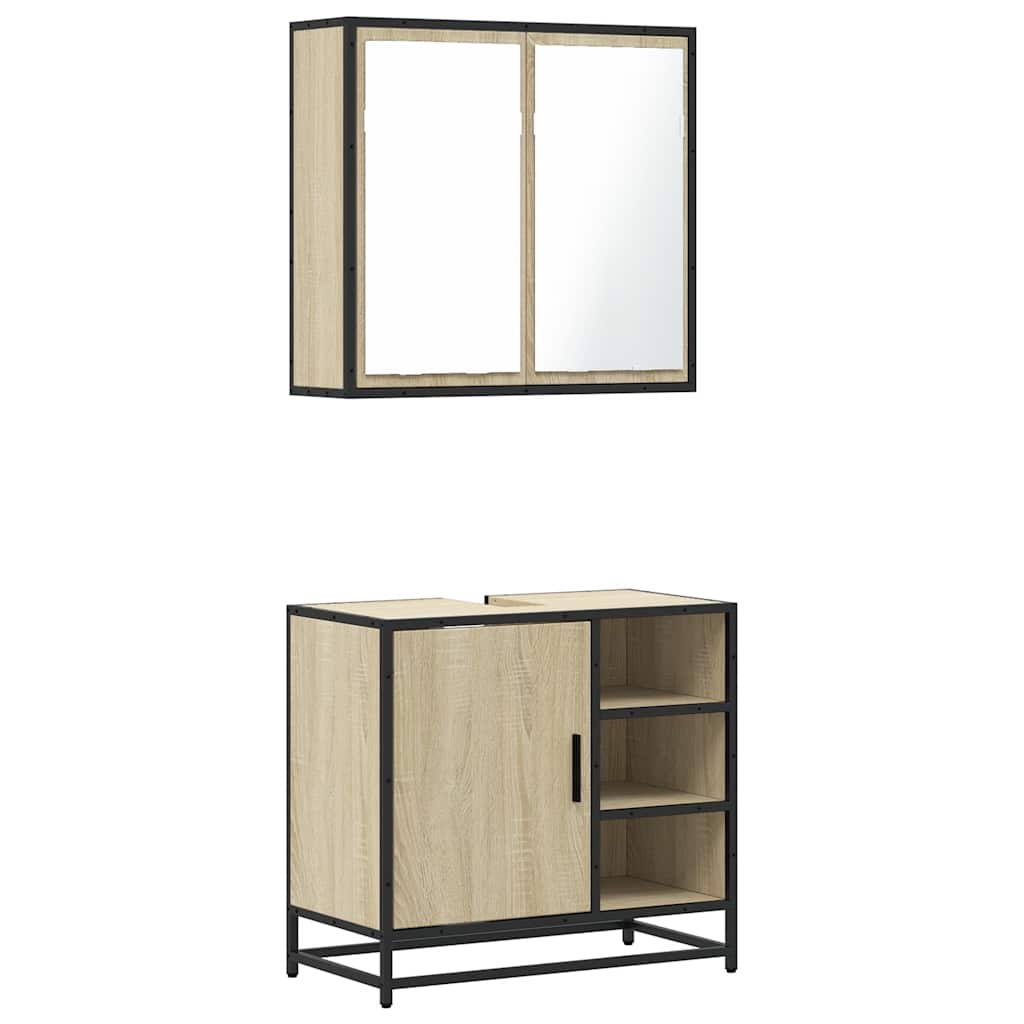 2 Piece Bathroom Furniture Set Engineered Wood