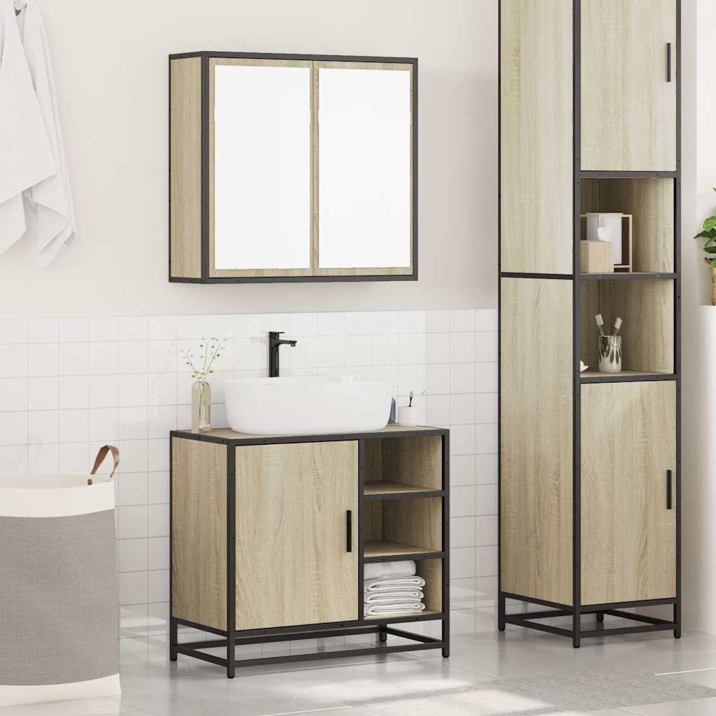 2 Piece Bathroom Furniture Set Engineered Wood