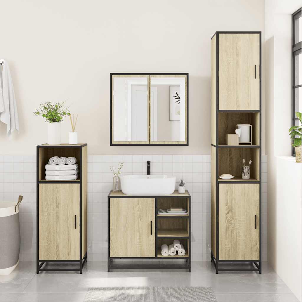2 Piece Bathroom Furniture Set Engineered Wood