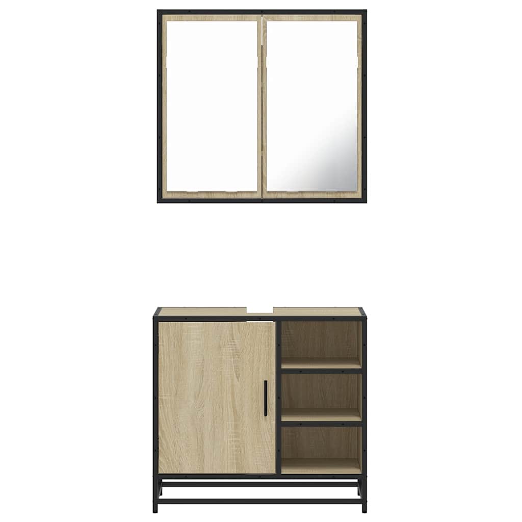 2 Piece Bathroom Furniture Set Engineered Wood