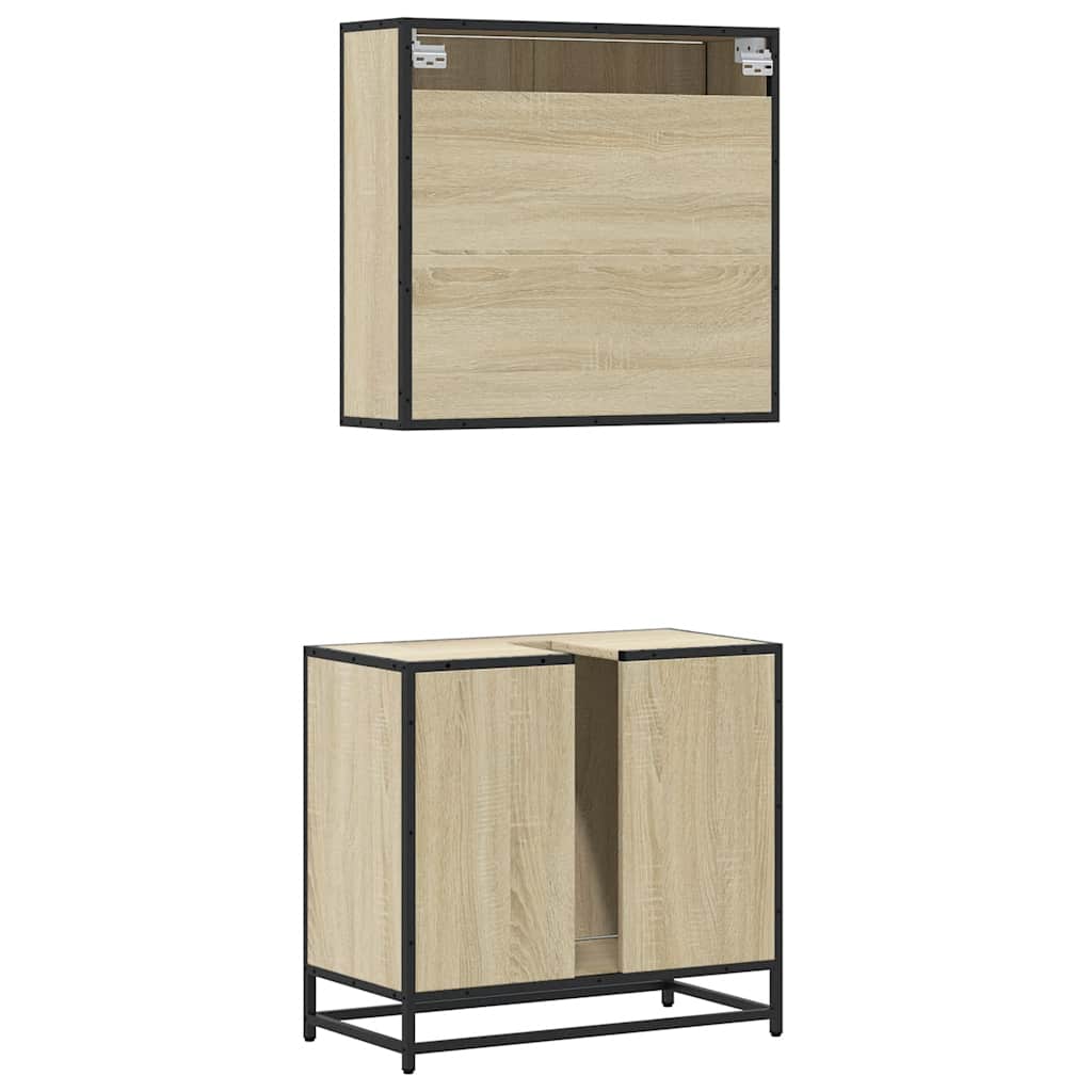 2 Piece Bathroom Furniture Set Engineered Wood