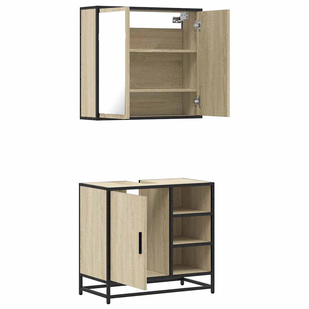 2 Piece Bathroom Furniture Set Engineered Wood