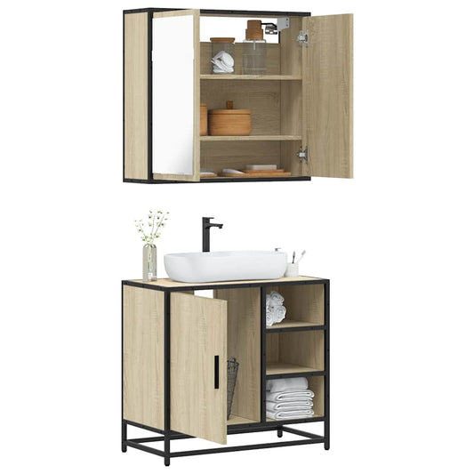 2 Piece Bathroom Furniture Set Engineered Wood