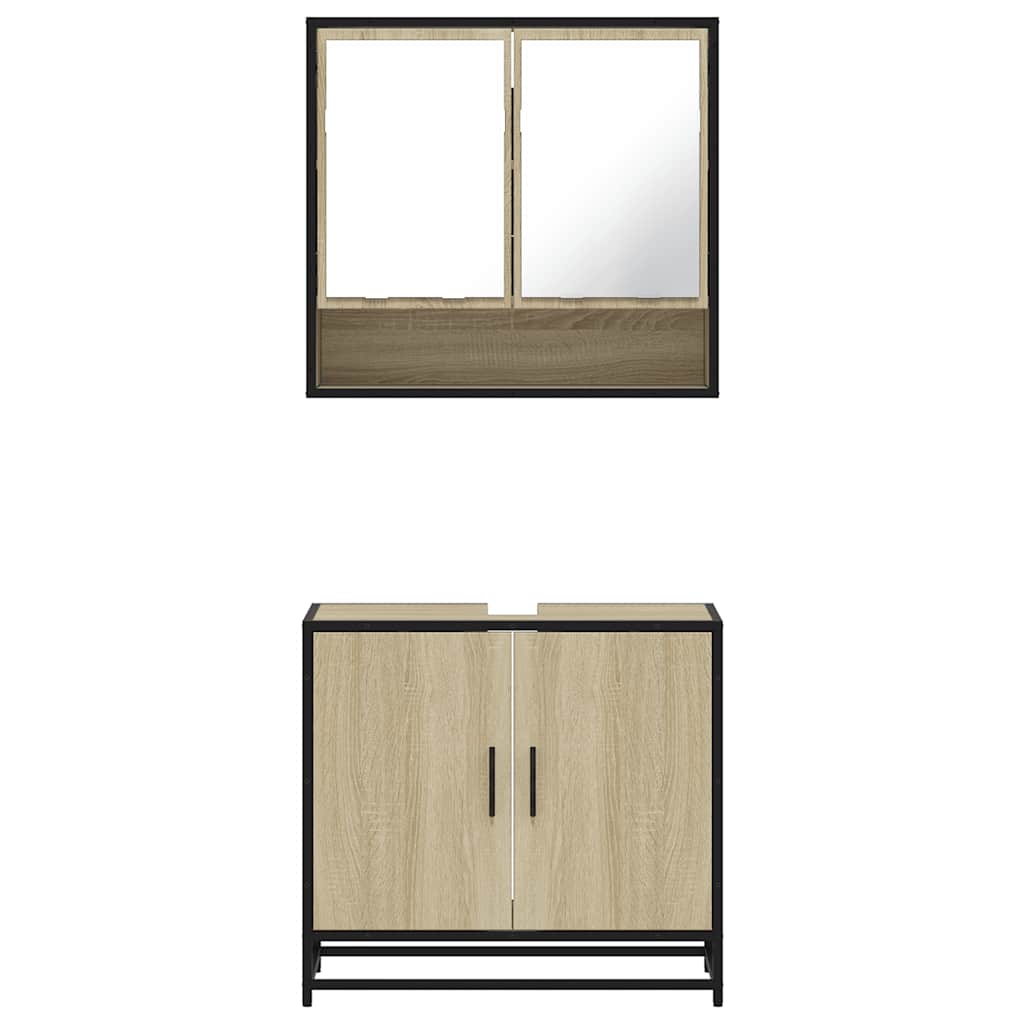 2 Piece Bathroom Furniture Set Sonoma Oak Engineered Wood