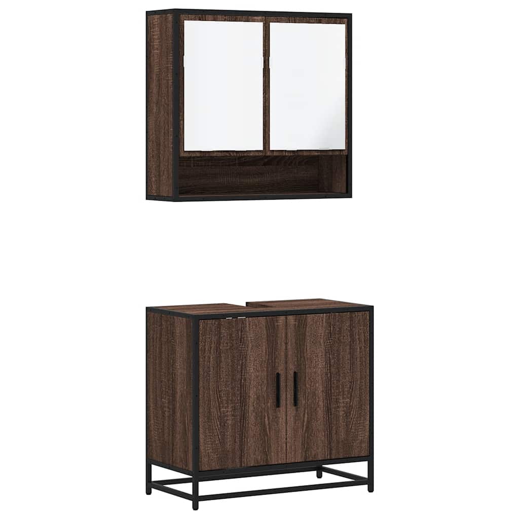2 Piece Bathroom Furniture Set Engineered Wood