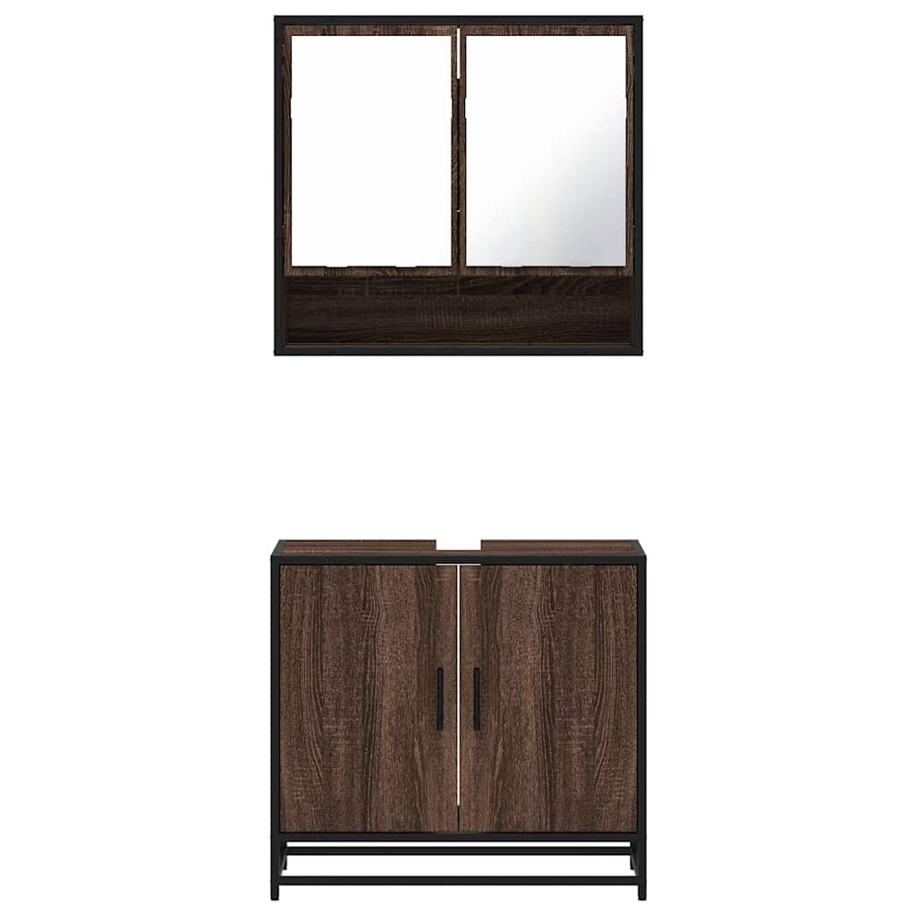 2 Piece Bathroom Furniture Set Engineered Wood