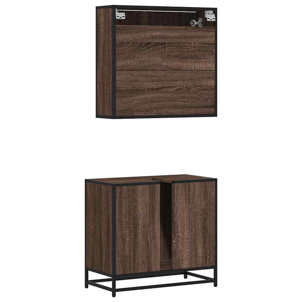 2 Piece Bathroom Furniture Set Engineered Wood
