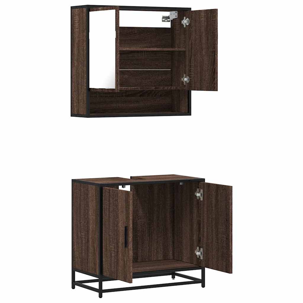 2 Piece Bathroom Furniture Set Engineered Wood