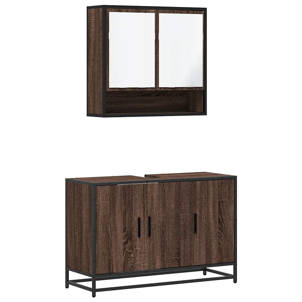 2 Piece Bathroom Furniture Set Engineered Wood