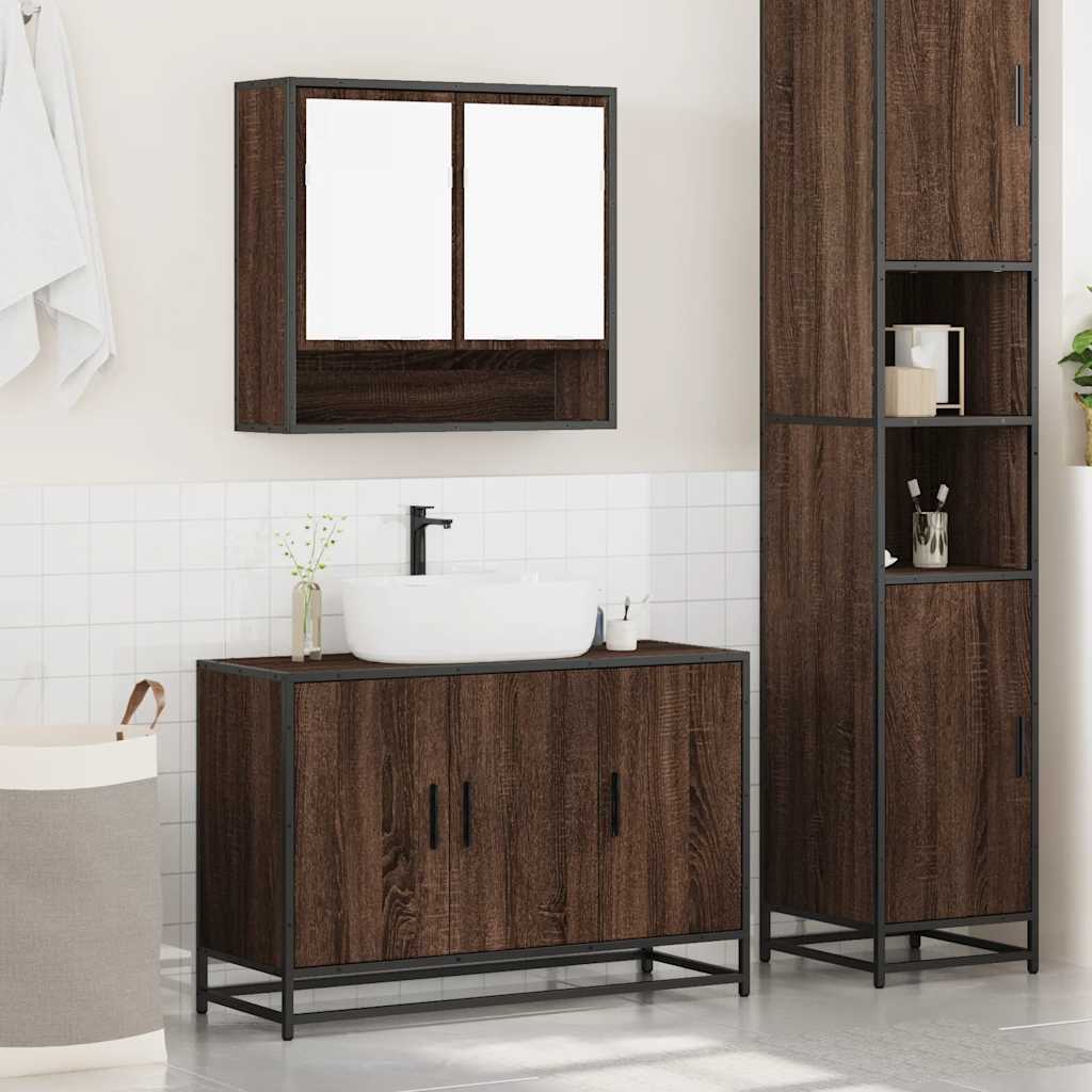 2 Piece Bathroom Furniture Set Engineered Wood
