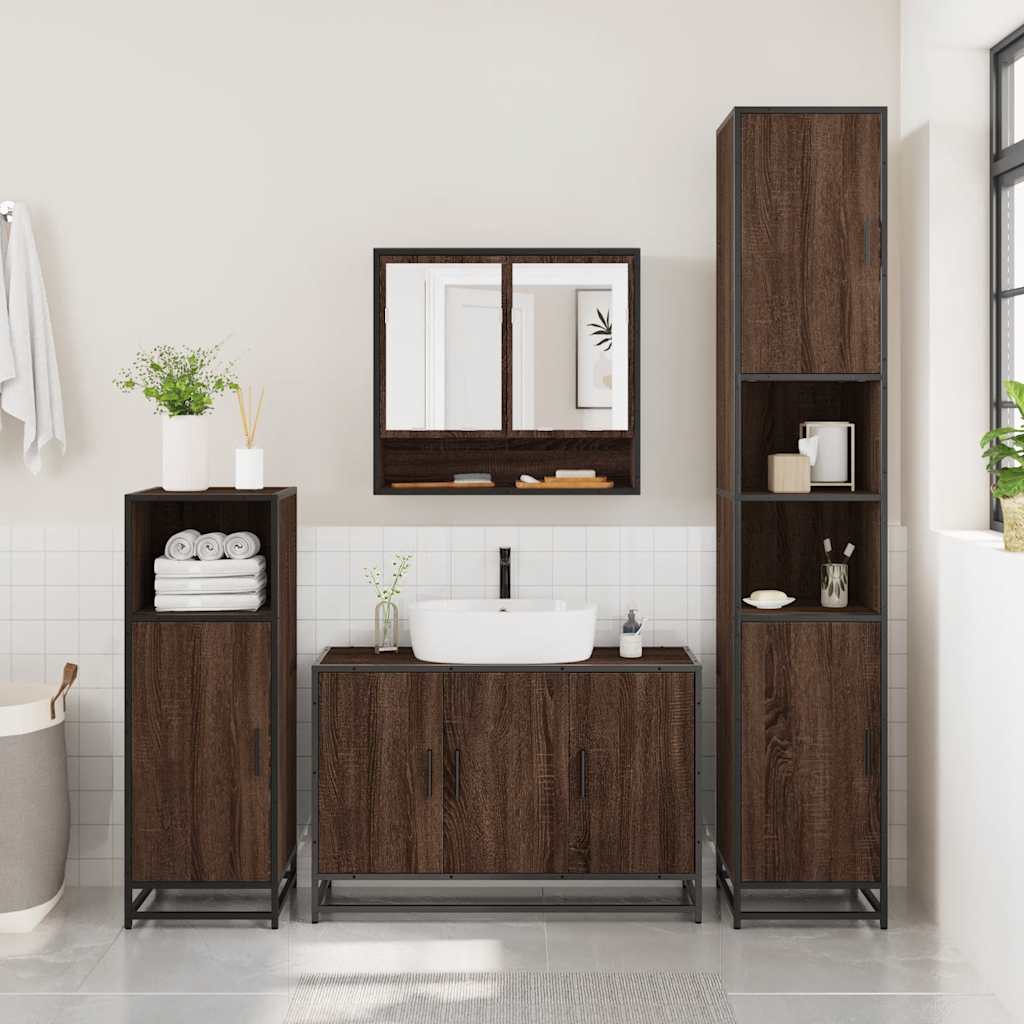 2 Piece Bathroom Furniture Set Engineered Wood