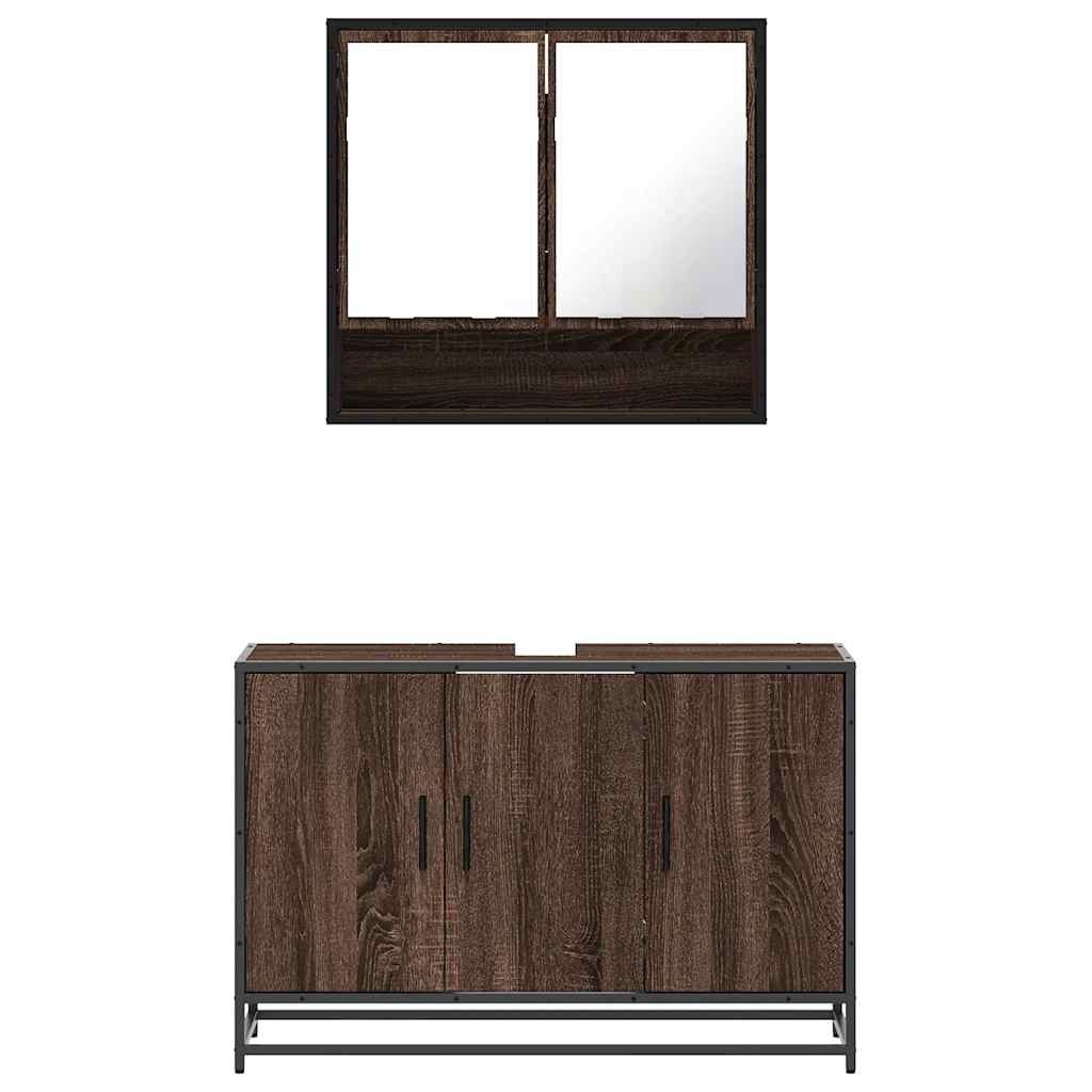2 Piece Bathroom Furniture Set Engineered Wood