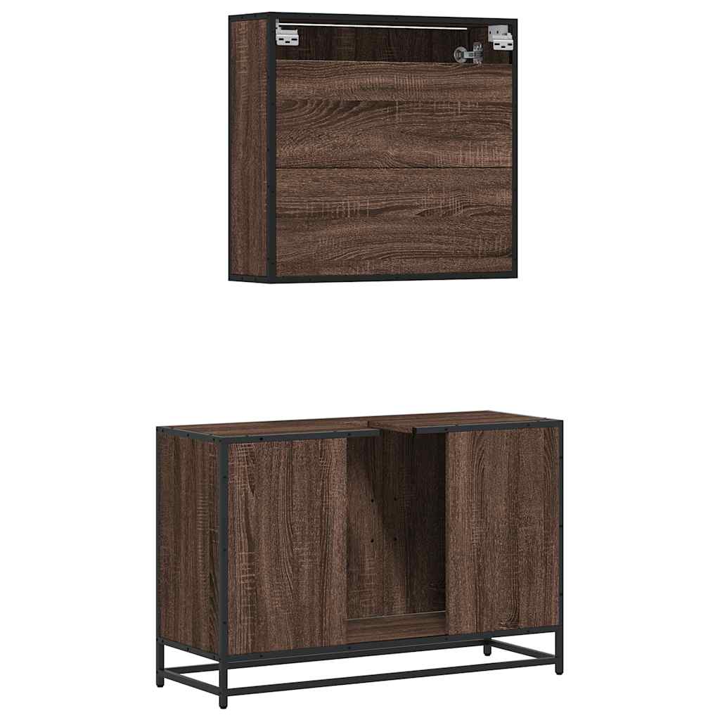2 Piece Bathroom Furniture Set Engineered Wood