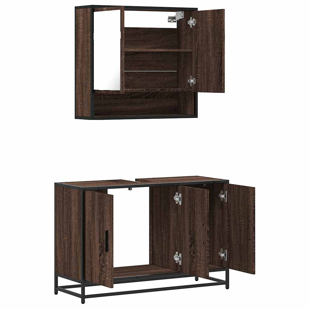 2 Piece Bathroom Furniture Set Engineered Wood