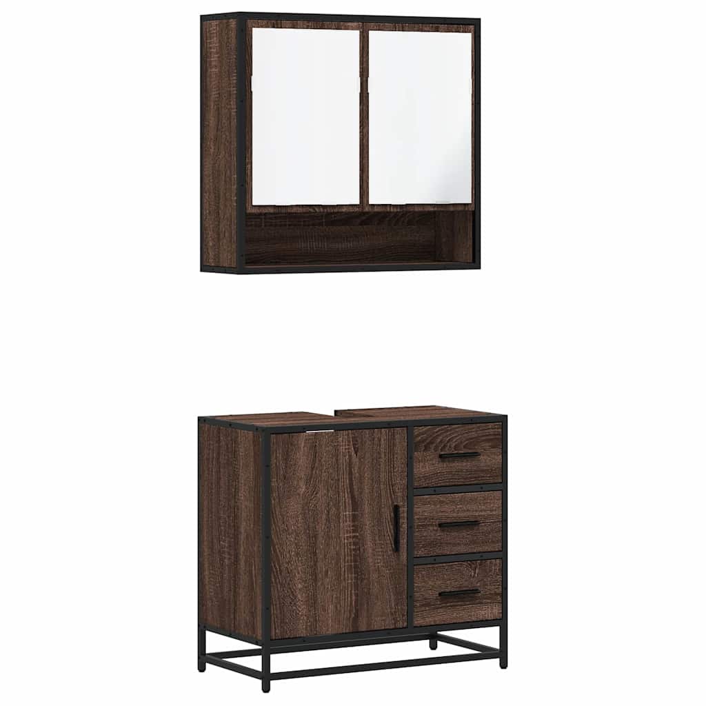 2 Piece Bathroom Furniture Set Engineered Wood