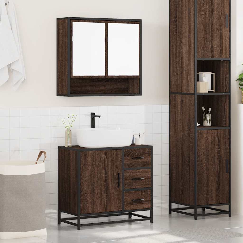 2 Piece Bathroom Furniture Set Engineered Wood