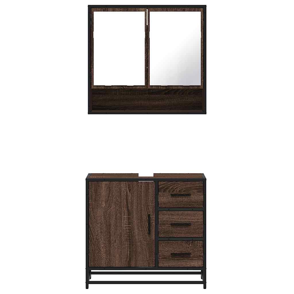 2 Piece Bathroom Furniture Set Engineered Wood