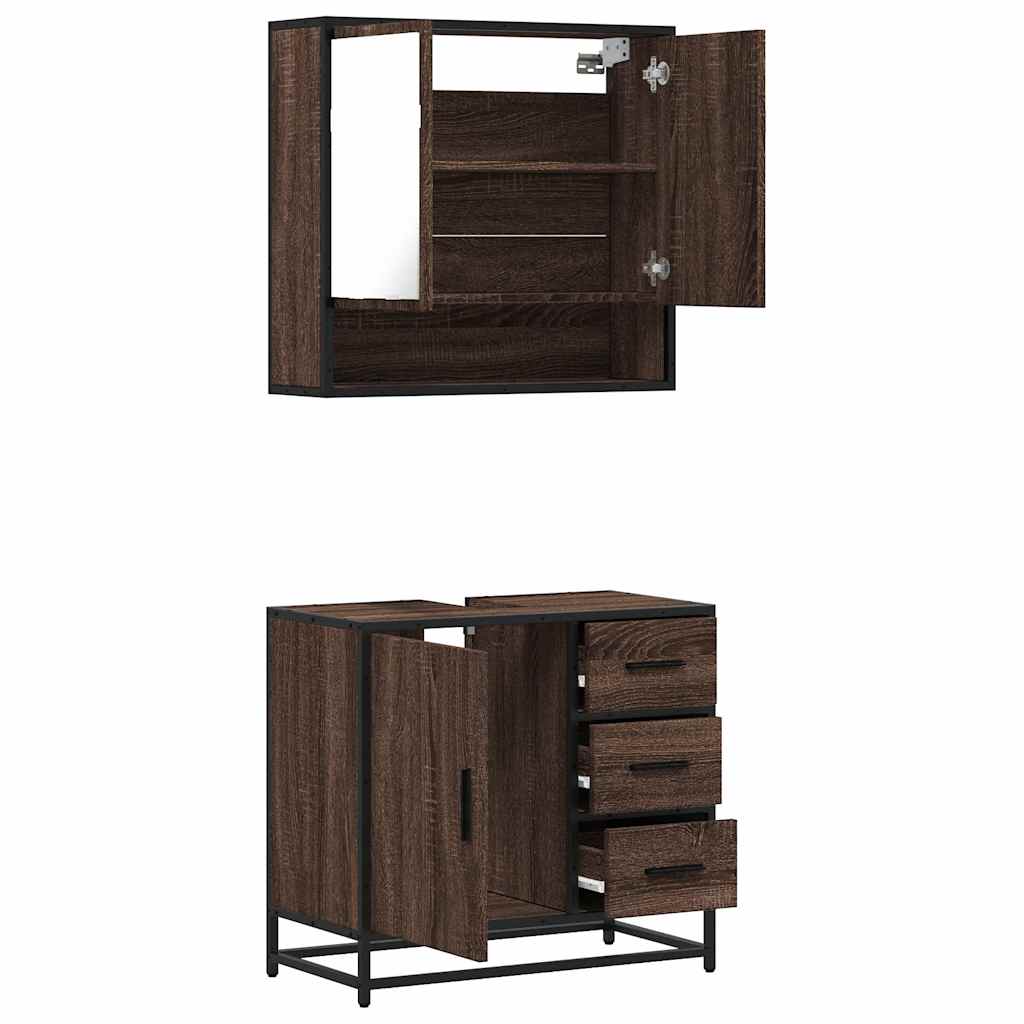 2 Piece Bathroom Furniture Set Engineered Wood