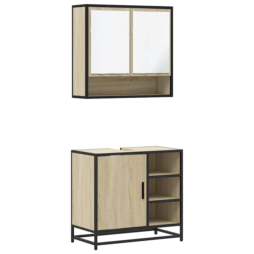 2 Piece Bathroom Furniture Set Engineered Wood